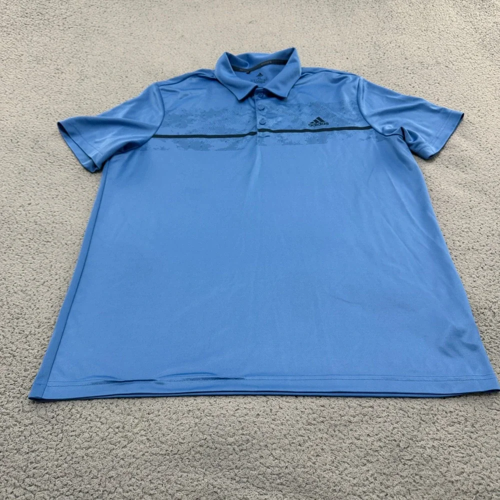 Adidas Primegreen Polo Shirt Mens XL Blue Graphic Print Short Sleeve Golf